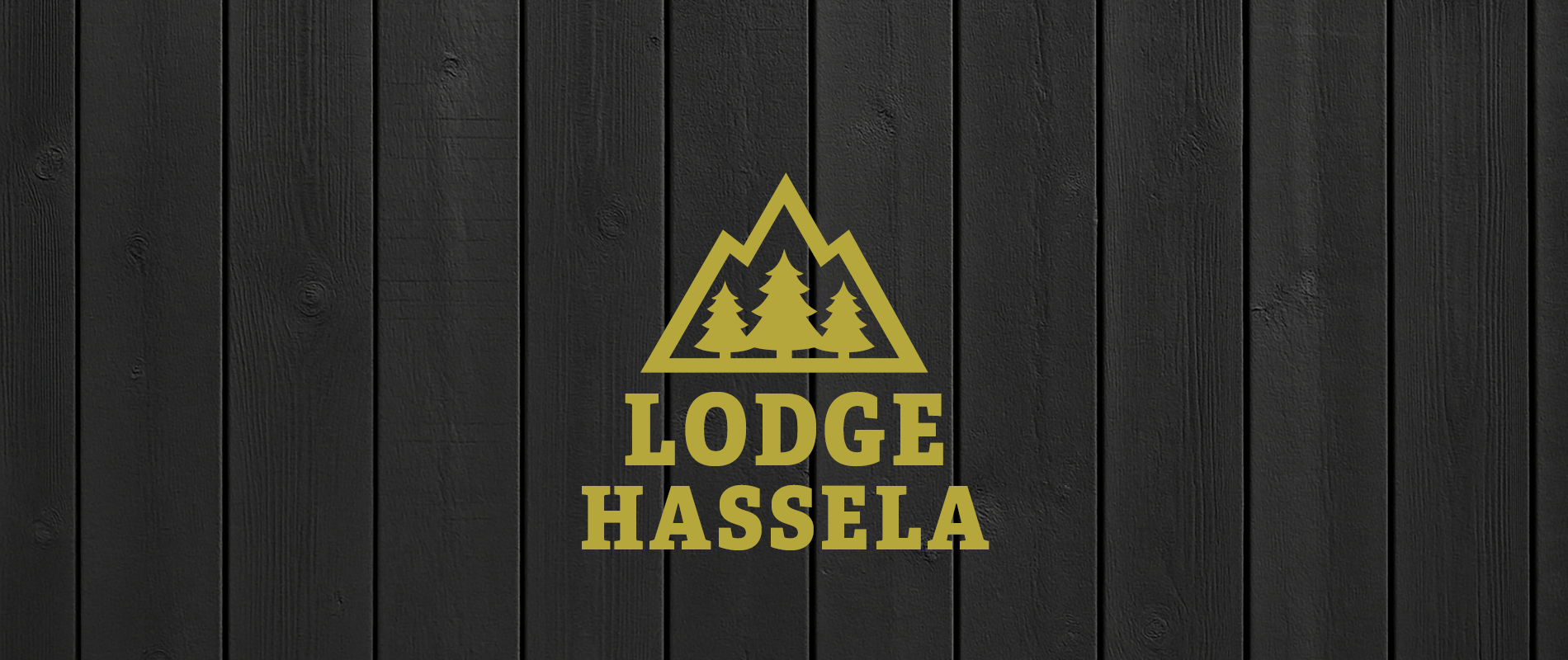 Lodge Hassela – samlingssida för våra boendetyper, med logotyp mot svart bakgrund.